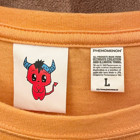 MADE IN JAPAN製 PHENOMENON 2008年モデル バックプリントノースリーブTシャツ オレンジ Lサイズ
