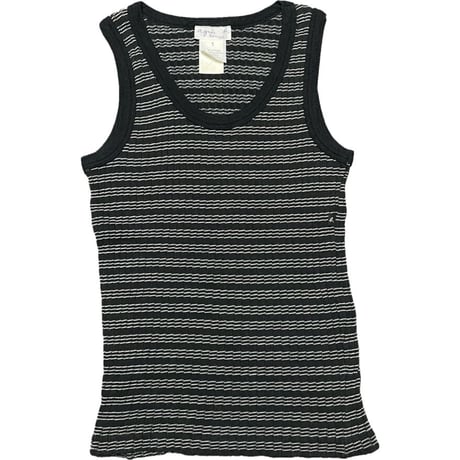 MADE IN FRANCE製 agnès b. homme ボーダー柄タンクトップ ブラック 1/Sサイズ
