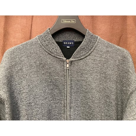 BEAMS MA-1型フルジップスウェットジャケット 杢グレー Mサイズ