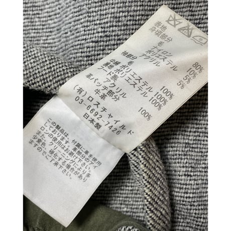 MADE IN JAPAN製 FACTOTUM homme 袖切り替え中綿ダッフルコート グレー×イエロー 44サイズ
