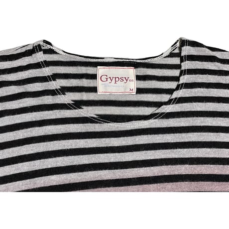 ▲訳あり商品▲ MADE IN USA製 Gypsy05 ボーダー柄ニットセーター グレー×エンジ Mサイズ