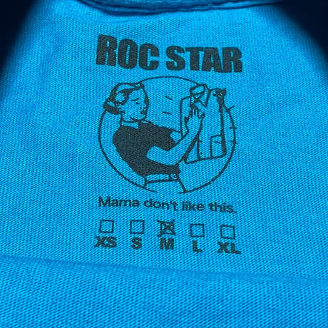 ROCSTAR PUT YOUR HANDS UP Tシャツ ターコイズブルー Mサイズ