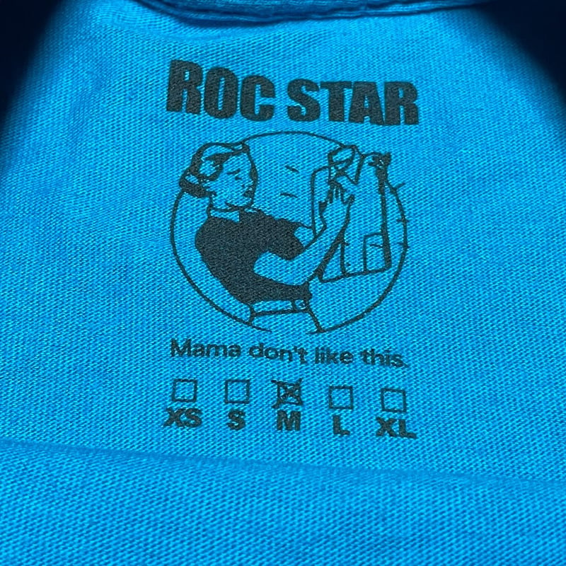 ROCSTAR PUT YOUR HANDS UP Tシャツ ターコイズブルー Mサイズ |