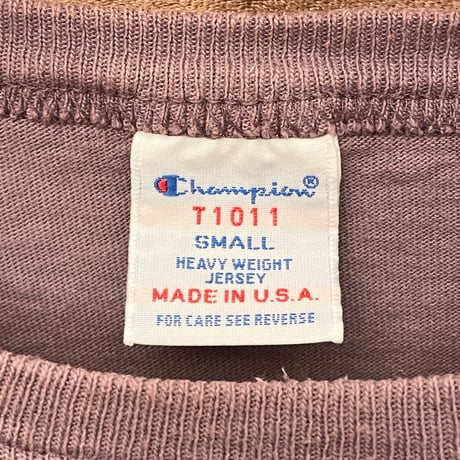 MADE IN USA製 Champion T1011 ヘビーウェイトポケット付き半袖Tシャツ スモーキーパープル Sサイズ