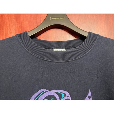 MADE IN CANADA製 90s GILDAN FAMOUS SWEATボディ BC WINTER GAMES プリントトレーナー ネイビー Lサイズ