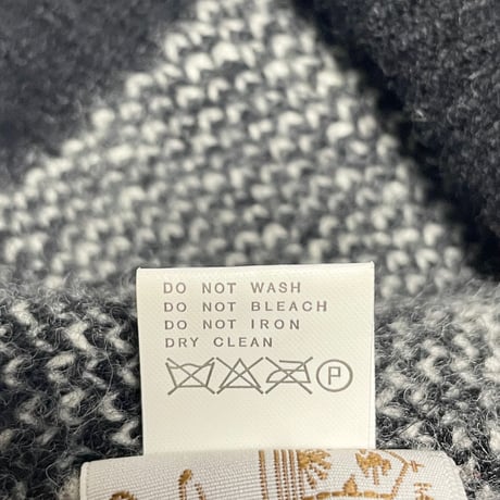 MADE IN SCOTLAND製 INVERALLAN ハンドニットウールニット帽 ブラック×ホワイト Fサイズ