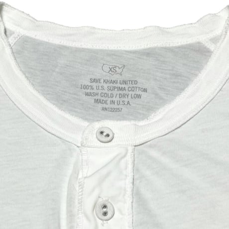 【JOURNAL STANDARD取り扱い】MADE IN USA製 SAVE KHAKI UNITED ヘンリーネックTシャツ ホワイト XSサイズ