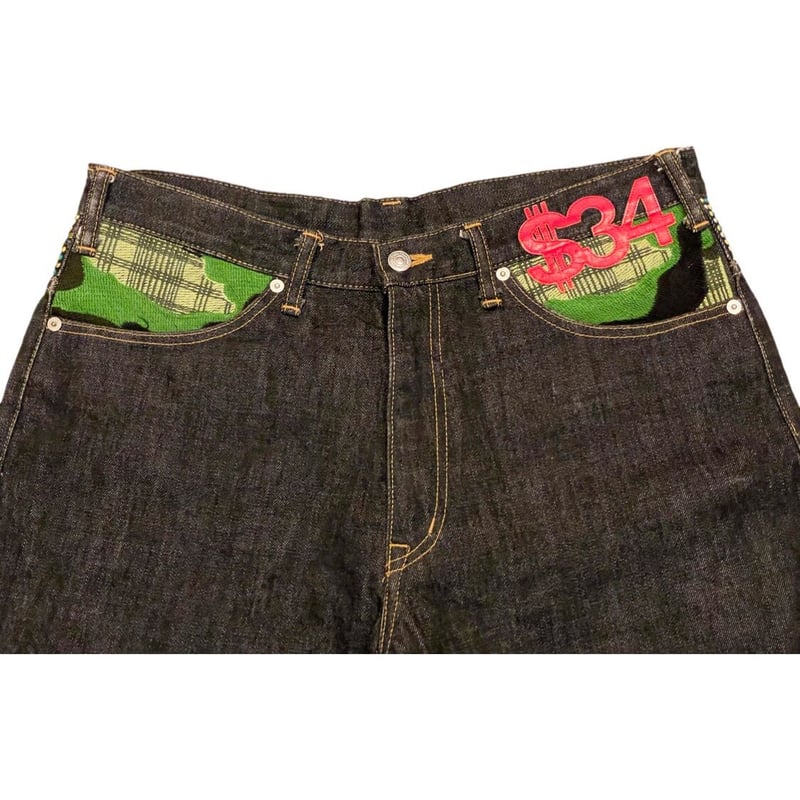 swagger スワッガー　ブラックデニムパンツ　サイズ30　水玉　総柄　黒 swagger スワッガー ブラックデニムパンツ サイズ30 水玉 総柄 黒