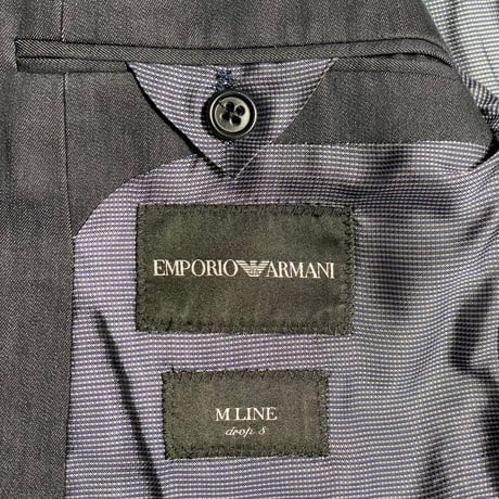 MADE IN BULGARIA製 EMPORIO ARMANI ストレッチブラックデニムスーツ ブラック 44サイズ