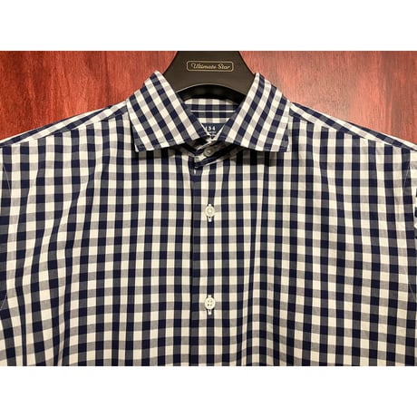 MADE IN JAPAN製 134 KAMAKURA Maker's Shirt 鎌倉 ギンガムチェック柄長袖シャツ ネイビー Mサイズ