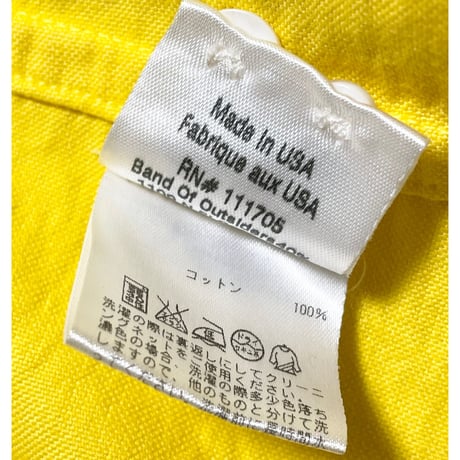 MADE IN USA製 BAND OF OUTSIDERS 長袖ボタンダウンオックスフォードシャツ イエロー Sサイズ