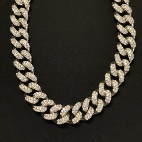 シルバー925製 AVALANCHE ジルコニアマイアミキューバンネックレス シルバー 幅16.5mm×45cm
