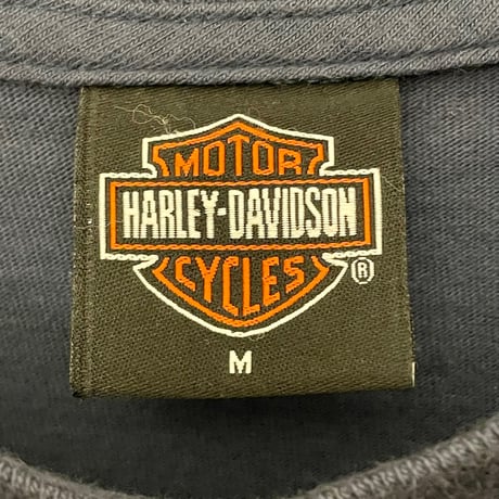 MADE IN USA製 HARLEY-DAVIDSON HOLOUBEKボディ ポケット付き バックプリントTシャツ ネイビー Mサイズ