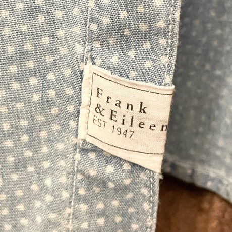 MADE IN USA製 Frank & Eileen 長袖ドット柄シャツ ライトインディゴ XSサイズ