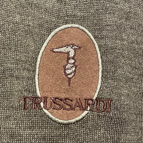 MADE IN ITALY製 TRUSSARDI maglie クルーネックウールアクリルセーター ブラウン 5サイズ