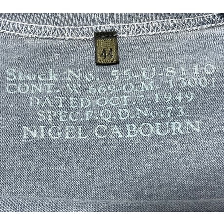 MADE IN JAPAN製 NIGEL CABOURN ヴィンテージ加工ポケット付き半袖Tシャツ ブルーグレー 44サイズ