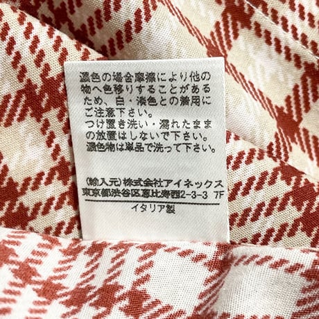 MADE IN ITALY製 Emme te. Emme 長袖プリントチェックシャツ レッド Sサイズ