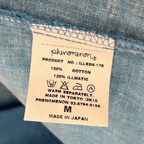 激レア MADE IN JAPAN製 PHENOMENON 2010年モデル 半袖開襟シャツ ブルー Mサイズ