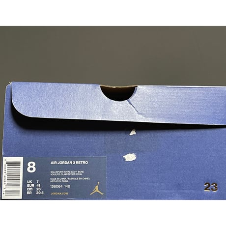 箱、黒タグ、納品書付き NIKE AIR JORDAN3 INTERNATIONAL FLIGHT スニーカー トリコロール US8/26cm