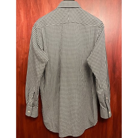 MADE IN PORTUGAL製 dunhill ENGINEERED FIT ギンガムチェック柄長袖シャツ ブラック×ホワイト Mサイズ