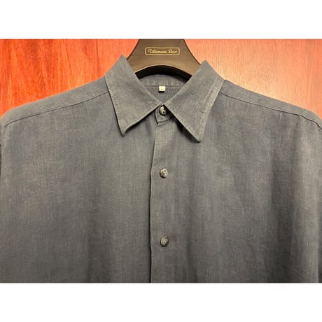 MADE IN ITALY製 BARNEYS NEWYORK オーバーサイズ 長袖リネンシャツ ネイビー Sサイズ