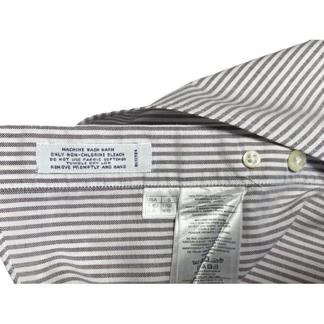 BROOKS BROTHERS スーピマコットンボタンダウン長袖シャツ グレーストライプ Ｓサイズ ノンアイロン加工