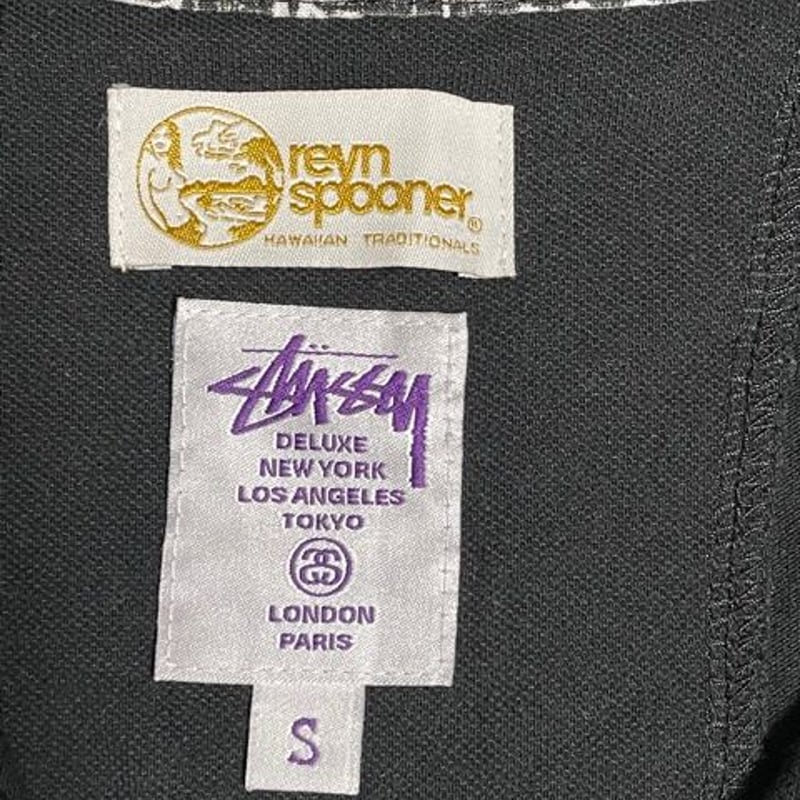 STUSSY DELUXE × Reyn Spooner Wネーム鹿の子ポロシャツ ブラック 