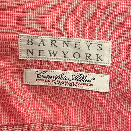MADE IN JAPAN製 BARNEYS NEWYORK Cotonificio Albini生地 長袖リネンシャツ ピンク Lサイズ