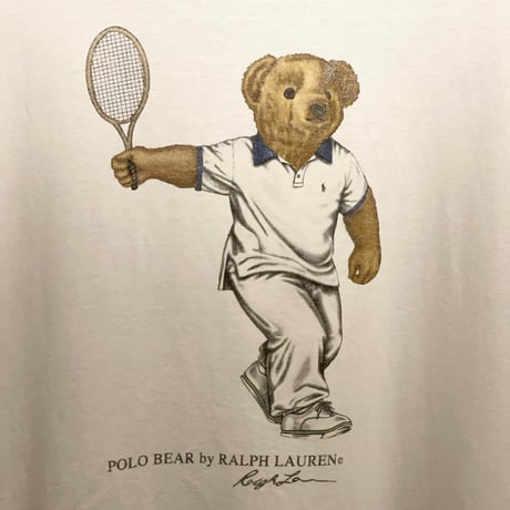 Polo by Ralph Lauren ポロベア テニスデザイン プリントTシャツ ホワイト Mサイズ