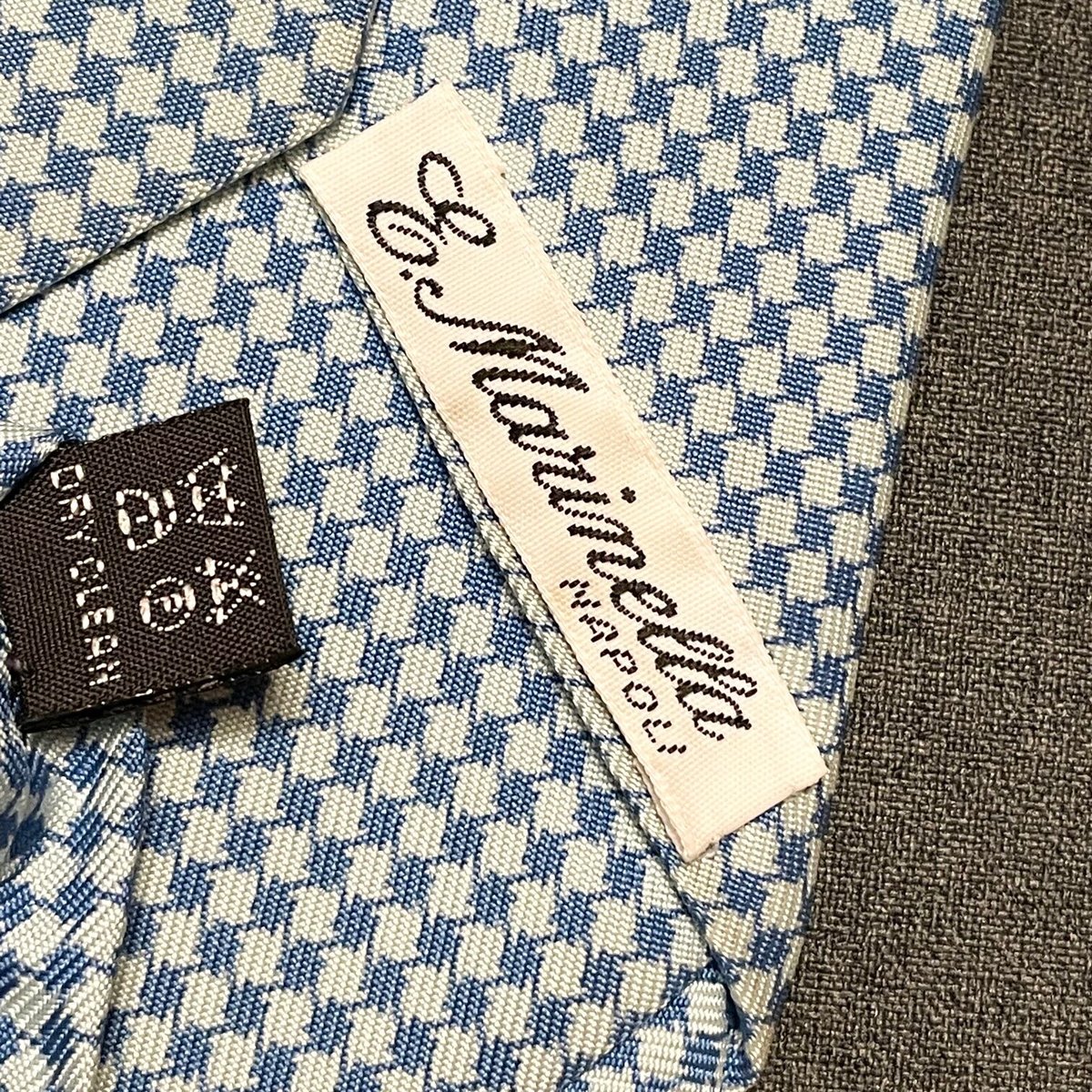 イーマリネッラE.MARINELLA千鳥格子柄ウールストールマフラー青橙