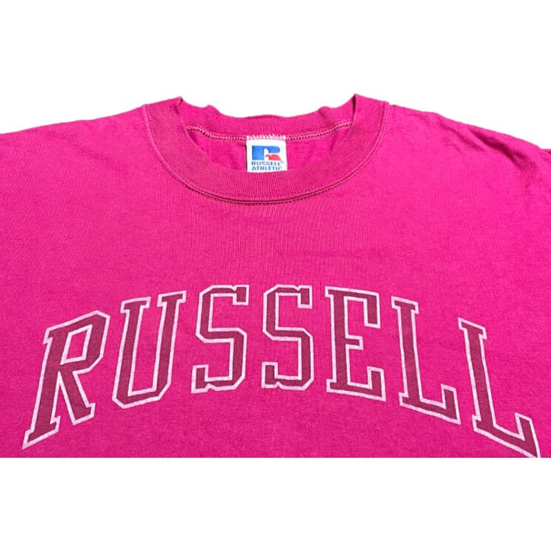 MADE IN USA製 RUSSELL ATHLETIC ロゴプリントTシャツ ピンク Mサ MADE IN USA製 RUSSELL ATHLETIC ロゴプリントTシャツ ピンク Mサ