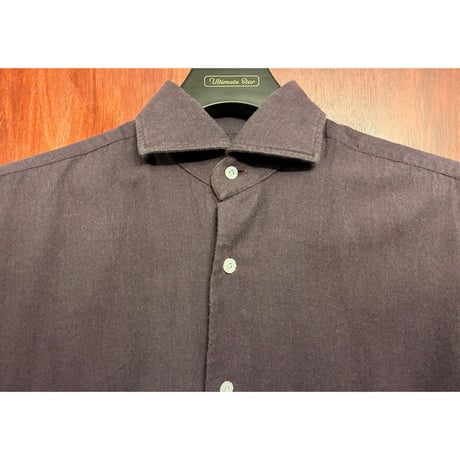 【BARNEYS NEWYORK 取り扱い】 MADE IN ITALY製 BARBA DANDYLIFE 長袖起毛コットンシャツ パープル 38-15サイズ
