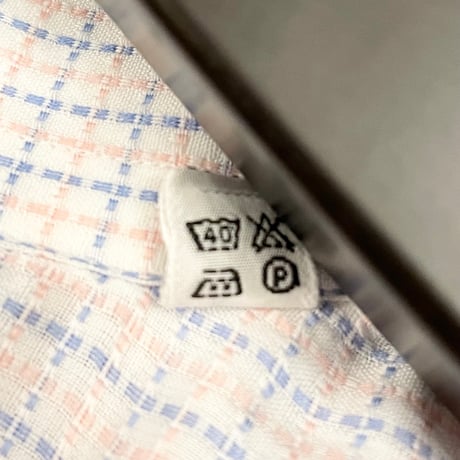 MADE IN ITALY製 Andrea Finamore Napoli チェック柄半袖ボタンダウンシャツ ホワイト Lサイズ