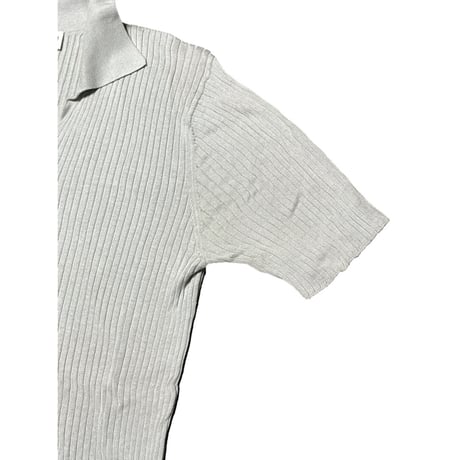 ARMANI COLLEZIONI シルク混半袖ニットポロシャツ シルバーグレー 50サイズ
