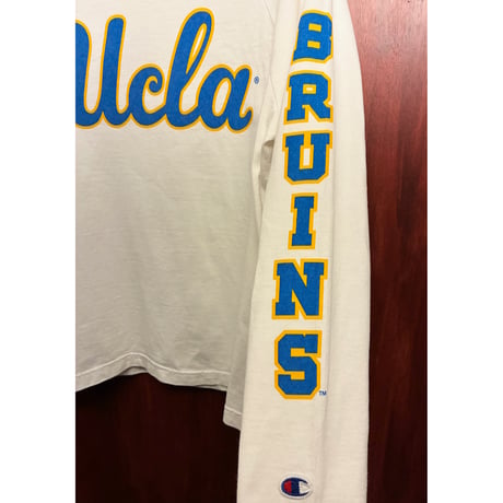 MADE IN USA製 UCLA BRUINS × Champion T1011ボディ カレッジプリント 長袖Tシャツ ホワイト Mサイズ