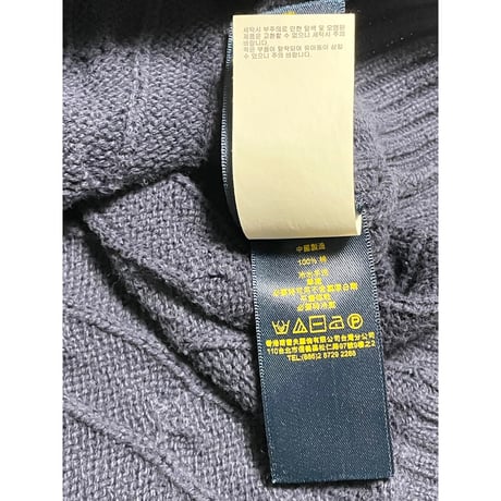 POLO RALPH LAUREN クルーネックケーブルコットンセーター ネイビー XSサイズ