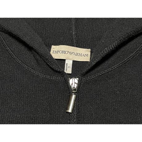 MADE IN ITALY製 EMPORIO ARMANI フルジップウールパーカー ブラック Lサイズ