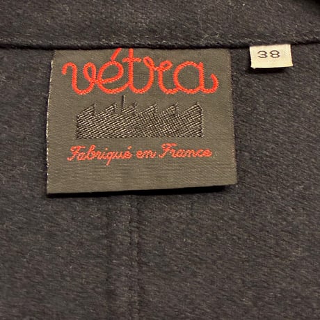 MADE IN FRANCE製 VETRA アシンメトリーデザイン ウールナイロンステンカラーコート ダークネイビー 38サイズ