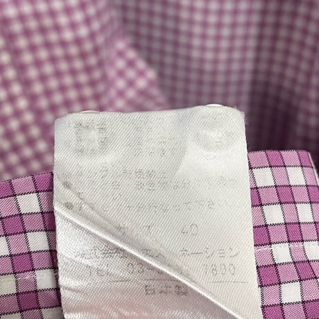 MADE IN JAPAN製 ESTNATION THOMAS MASON生地 長袖ギンガムチェック柄シャツ パープル 40サイズ