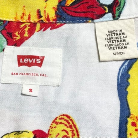 Levi's オウム柄アロハシャツ ホワイト Sサイズ