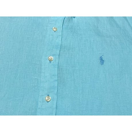RALPH LAUREN CLASSIC FIT 半袖リネンシャツ スカイブルー Mサイズ