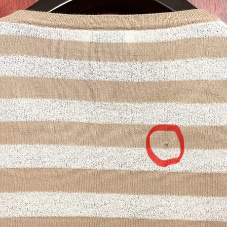 ▲訳あり商品▲ 【BARNEYS NEWYORK 取り扱い】 MADE IN ITALY製 S.Moritz ボーダー柄 クルーネックセーター ベージュ×ホワイト 48サイズ