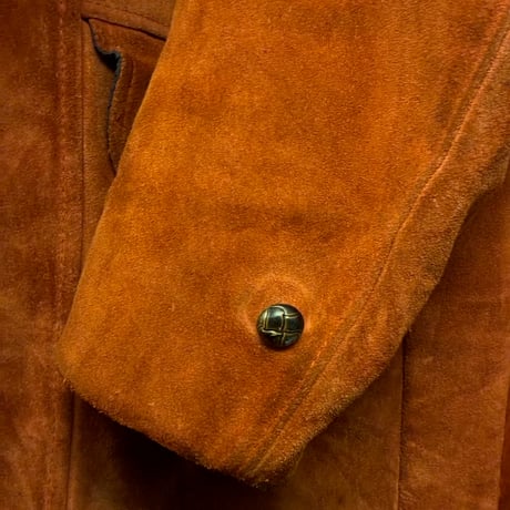 THIS IS A GENUINE LEATHER 本革 スウェードレザー ムートンコート オレンジブラウン 42サイズ
