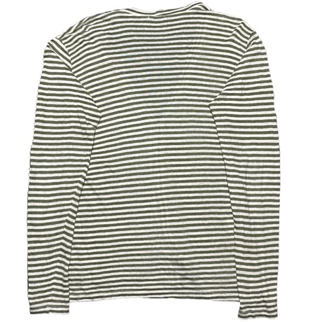▲訳あり商品▲ MADE IN ITALY製 BARENA ボーダー柄カーディガン オリーブ Mサイズ