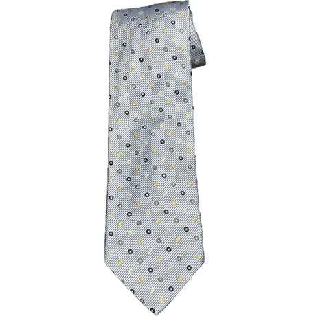 MADE IN ITALY製 Ermenegildo Zegna ドット柄レジメンタルストライプシルクネクタイ ライトブルー