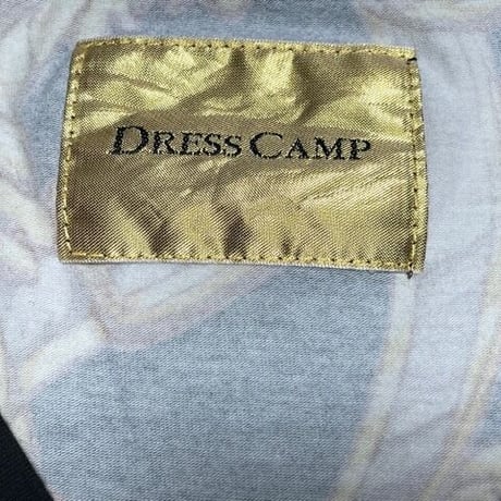 DRESS CAMP 半袖Vネック総柄プリントTシャツ ブラック Mサイズ
