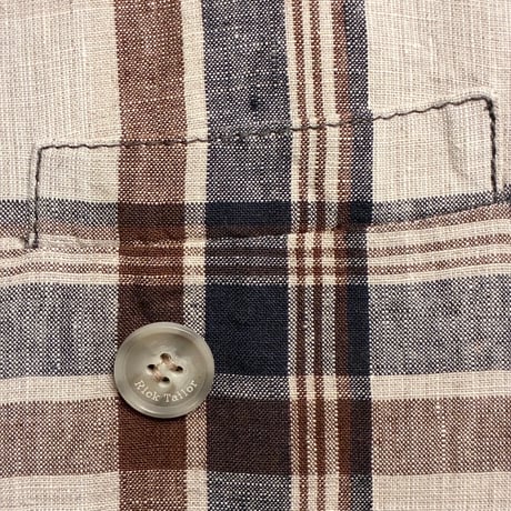 MADE IN ITALY製 Mr.Rick Tailor チェック柄 リネン100％ ダブルテーラードジャケット マルチカラー 44サイズ