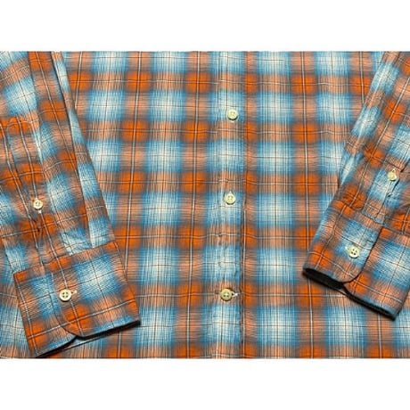MADE IN ITALY製 Bevilacqua 長袖チェック柄シャツ オレンジ XSサイズ