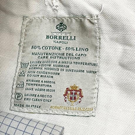MADE IN ITALY製 LUIGI BORRELLI LUXURY VINTAGE コットンリネンカーゴハーフパンツ シルバーグレー 36サイズ