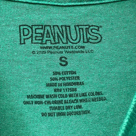 PEANUTS SNOOPY CHARLIE BROWN プリントTシャツ グリーン Sサイズ
